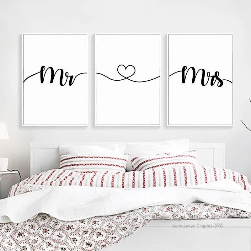 Black And White Love Phrase Mr Mrs Canvas Painting Posters And Prints Living Room Bedroom Wall D6cb2f4d 71f4 4c8d 8c03 98e235e66569