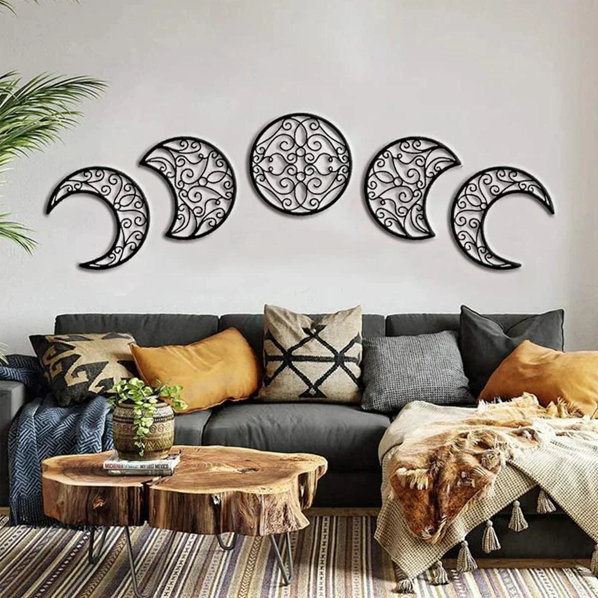 Black Moon Phase Wall Hanging - - #tag1#