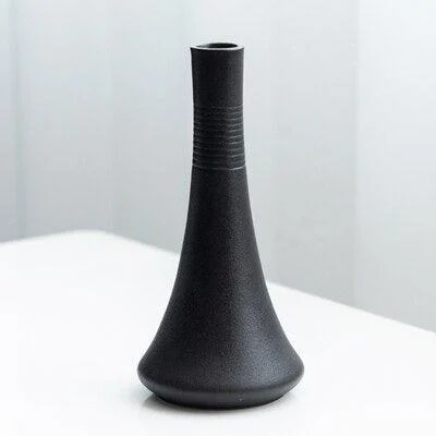 Black as Night Textured Ceramic Vases -