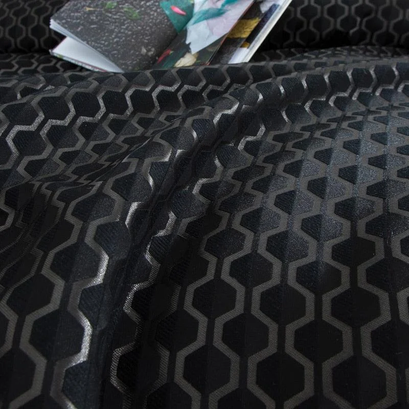 Blue Black Silk Satin Luxury Royal Bedding Set Queen King Size Bed Set Bed Flat Sheet 591674d2 2b02 4f91 9fa8 132fac884e7b