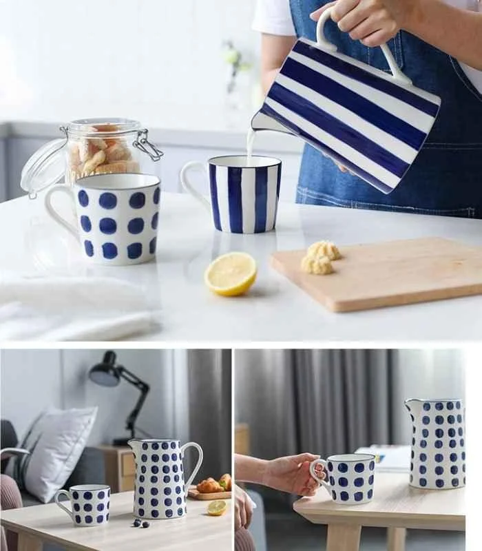 Blue_Ceramic_Jugs_Hand-painted_White_Blue_19cm_-_-_tag1_-4153332 Blue Ceramic Jugs Hand-painted White & Blue 19cm - - #tag1#