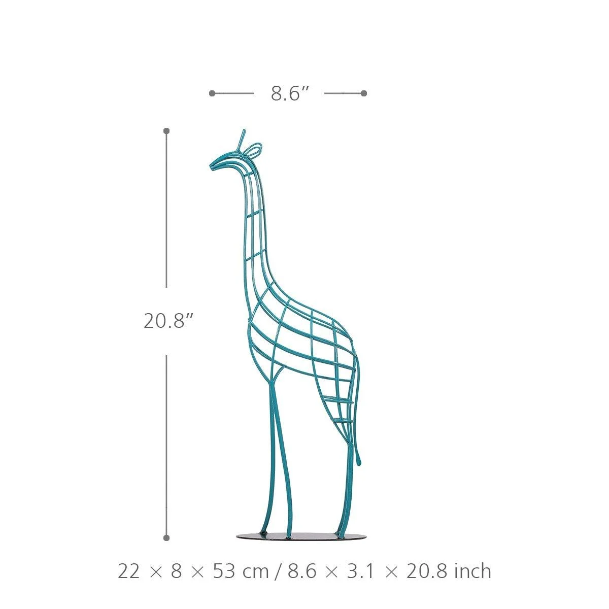Blue_Giraffe_Wired_Metal_Statue_-_-4140299 Blue Giraffe Wired Metal Statue -