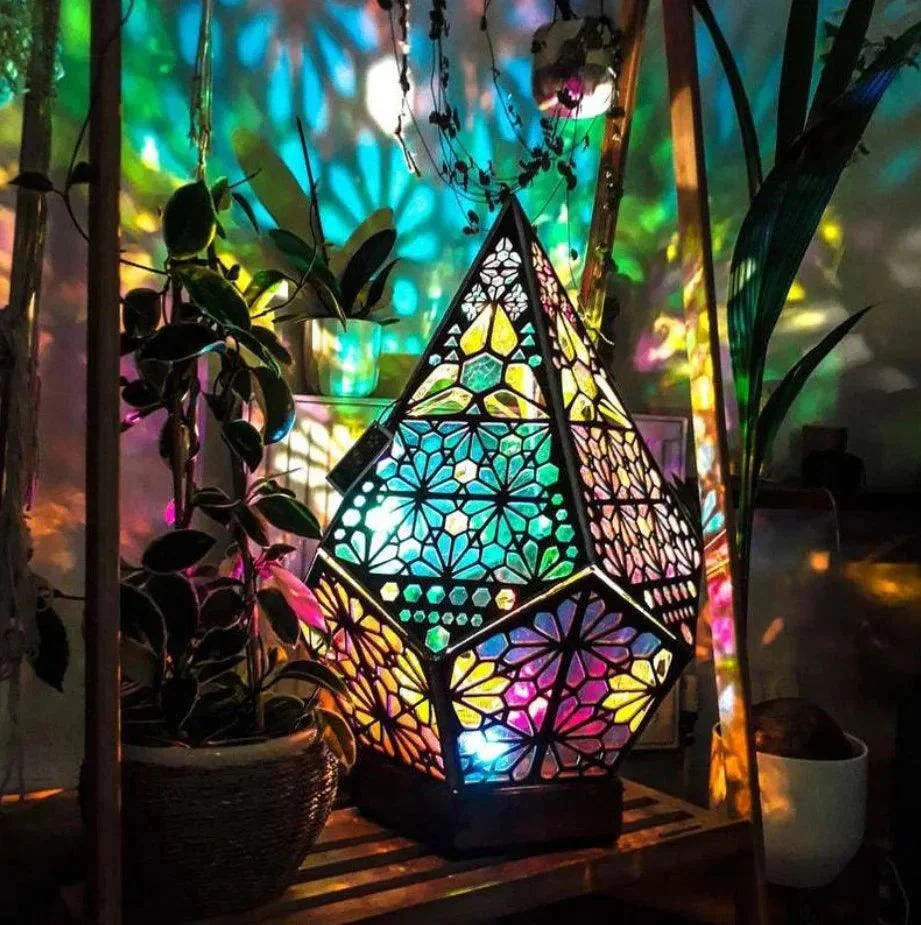 Bohemian Style Wooden LED Projection Lamp - - #tag1#