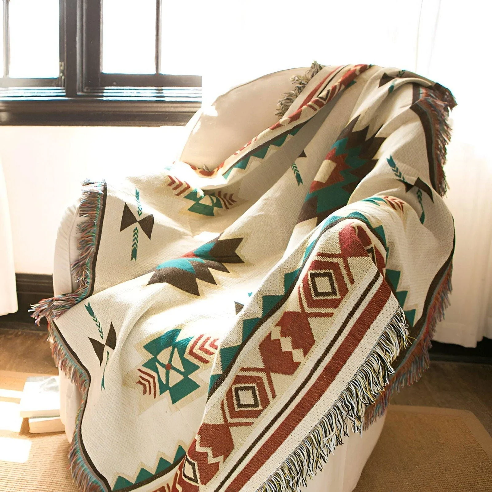 BohoFab Blanket - Luxury Boho Blanket Throw - Geometric Ethnic Tassel Tapestry Blanket -  - #tag1#