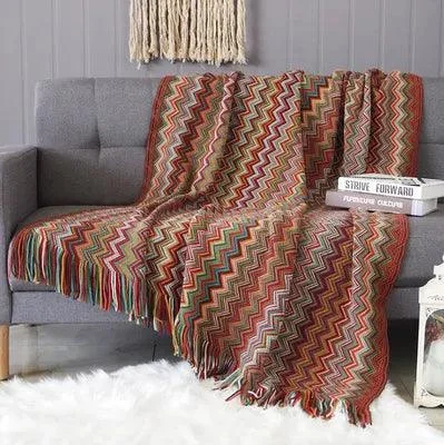 Boho Geometry Blanket: Versatile Décor Accent -