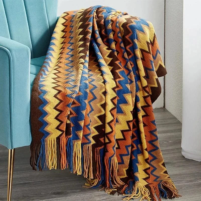 Boho Geometry Blanket: Versatile Décor Accent -
