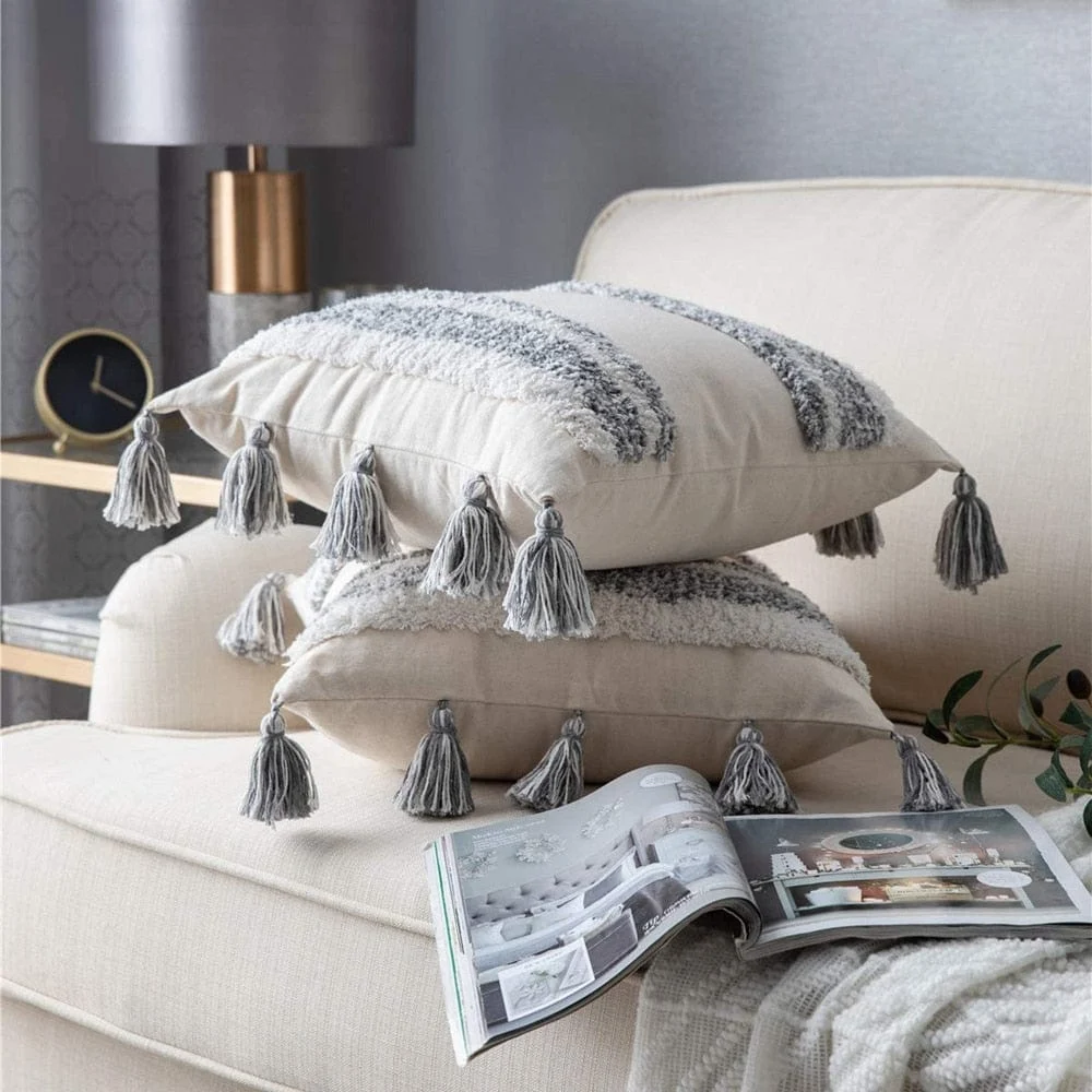 Boho_Grey_Tassel_Pillow_Cover_-_-_tag1_-4160175 Boho Grey Tassel Pillow Cover - - #tag1#