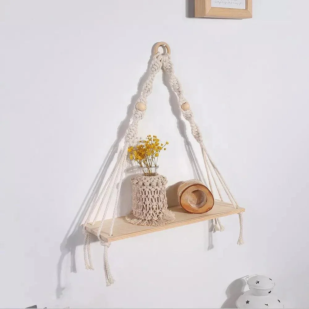 Boho Style Macrame Wall Hanging Shelf - - #tag1#