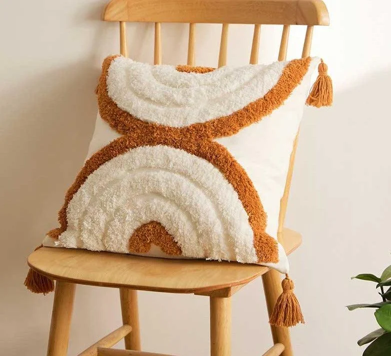 Boho Tribal Tassel Throw Pillow Cover -