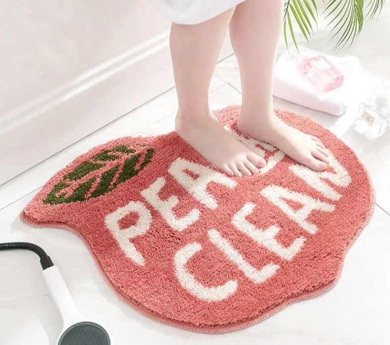 Boho Washable Non Slip Lemon Peach Bath Mat -