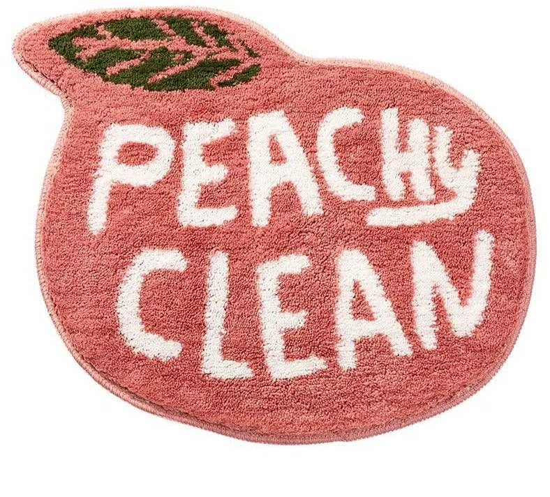 Boho Washable Non Slip Lemon Peach Bath Mat -