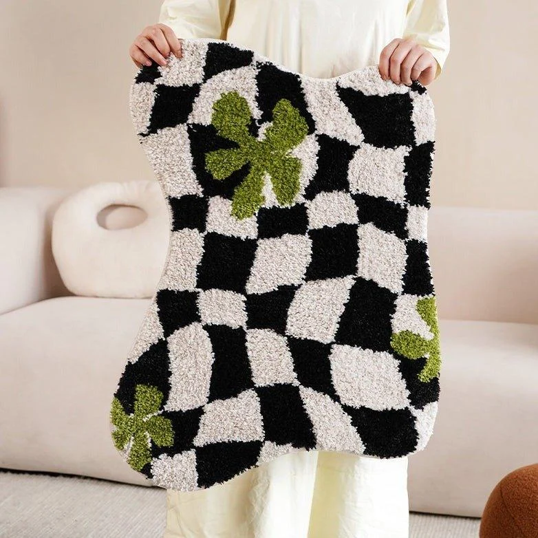 Brown Checkered Geometric Mat - - #tag1#