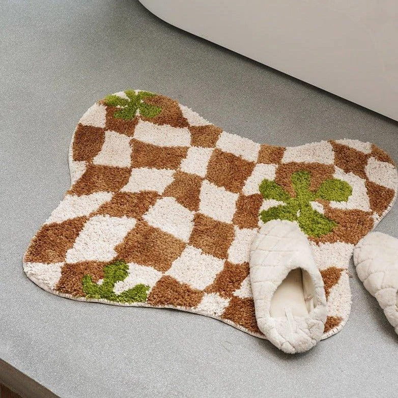 Brown Checkered Geometric Mat -  - #tag1#