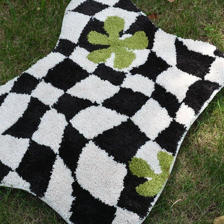 Brown Checkered Geometric Mat -  - #tag1#