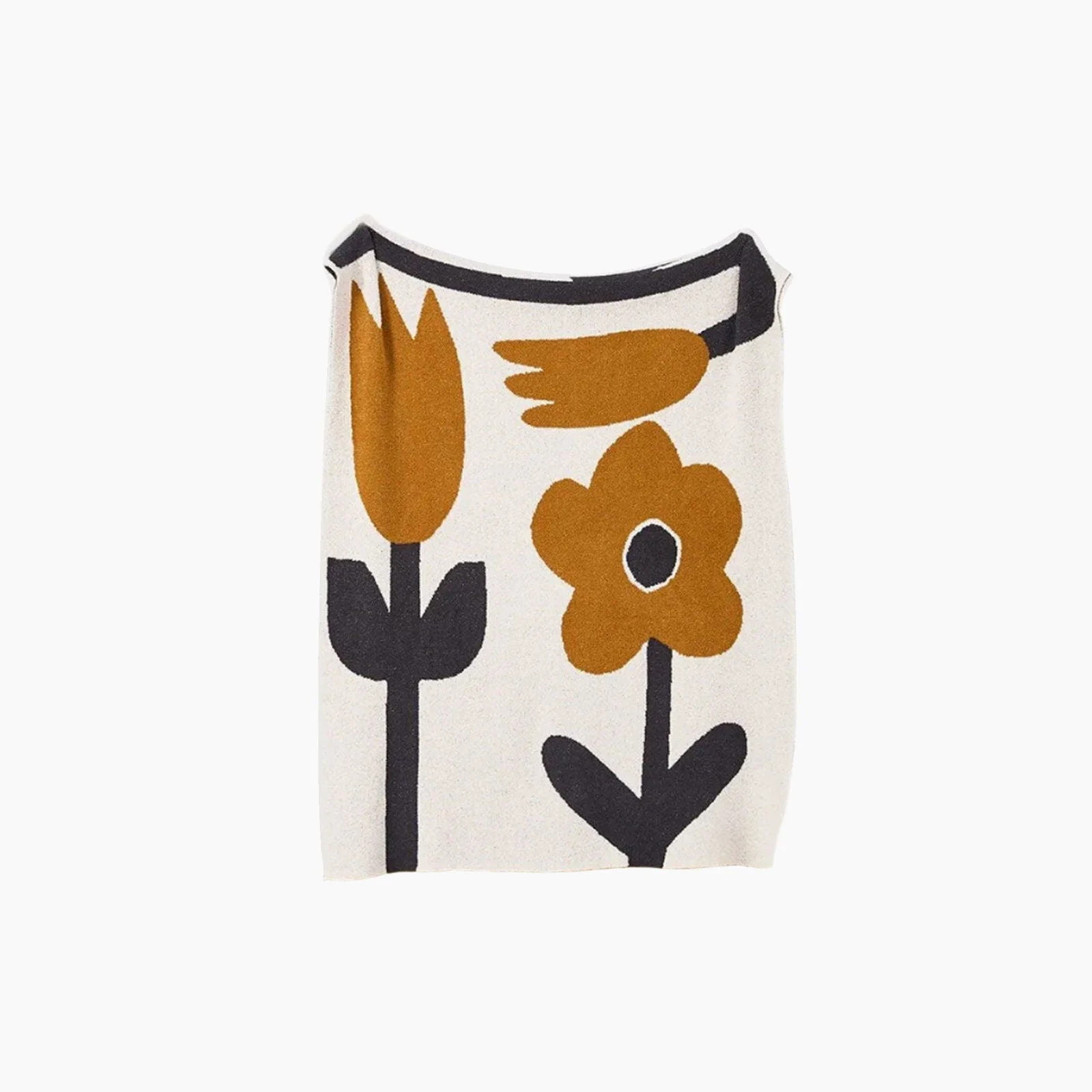 Brown_Flower_Knitted_Throw_Blanket_-_-4144433 Brown Flower Knitted Throw Blanket -