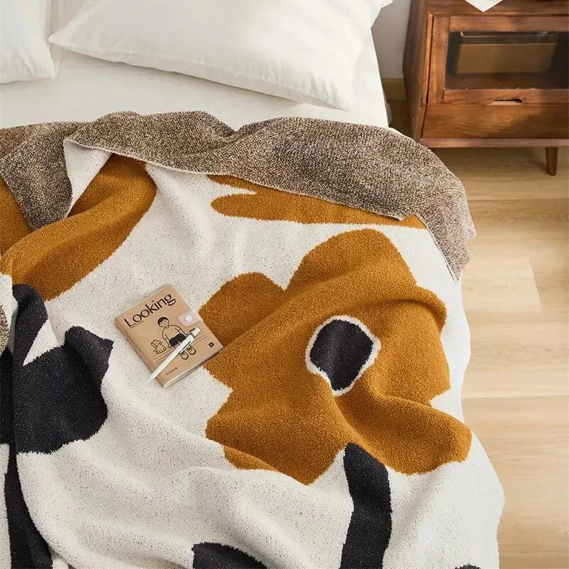 Brown_Flower_Knitted_Throw_Blanket_-_-4144442 Brown Flower Knitted Throw Blanket -