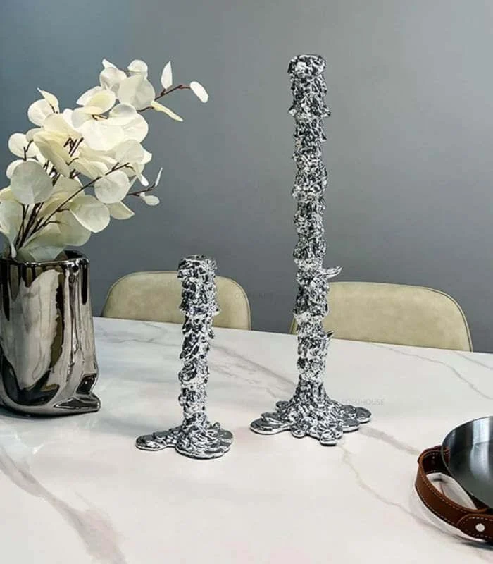 Candlestick_Candle_Holder_Silver_Drip_Resin_-_-_tag1_-4162961 Candlestick Candle Holder Silver Drip Resin - - #tag1#