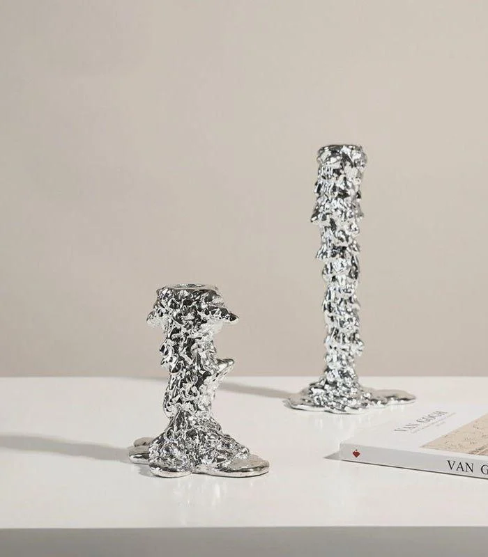 Candlestick_Candle_Holder_Silver_Drip_Resin_-_-_tag1_-4162974 Candlestick Candle Holder Silver Drip Resin - - #tag1#