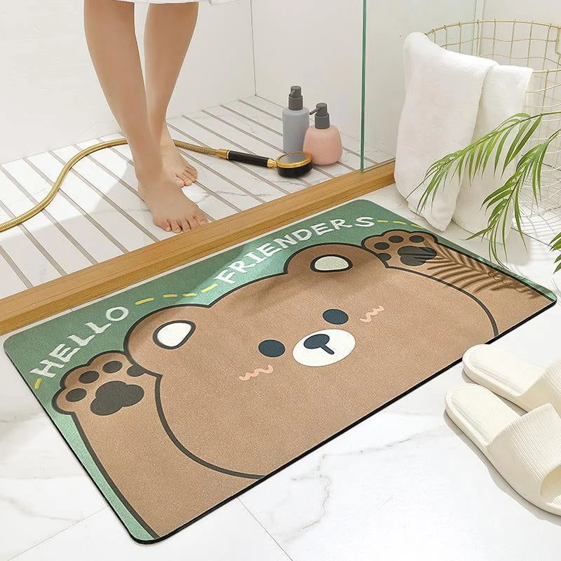 Cartoon Anti-Slip Bathroom Mat, Washable Quick Drying Anti-Bacterial Door Mat - - #tag1#
