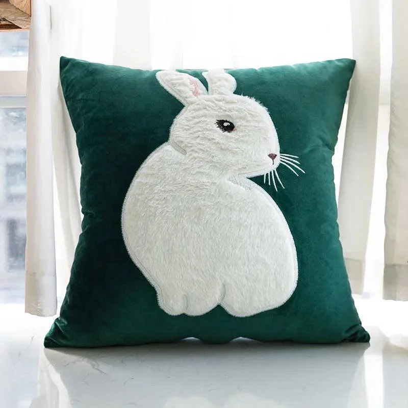 Cartoon_Rabbit_Floral_Cushion_Cover_-_-4149115 Cartoon Rabbit Floral Cushion Cover -