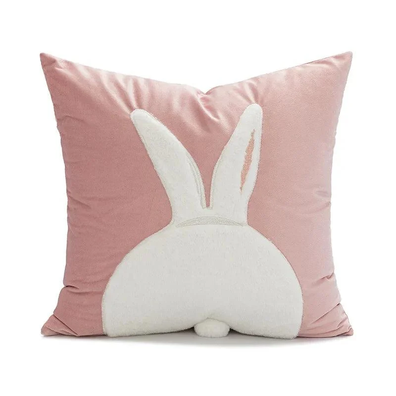 Cartoon_Rabbit_Floral_Cushion_Cover_-_-4149122 Cartoon Rabbit Floral Cushion Cover -