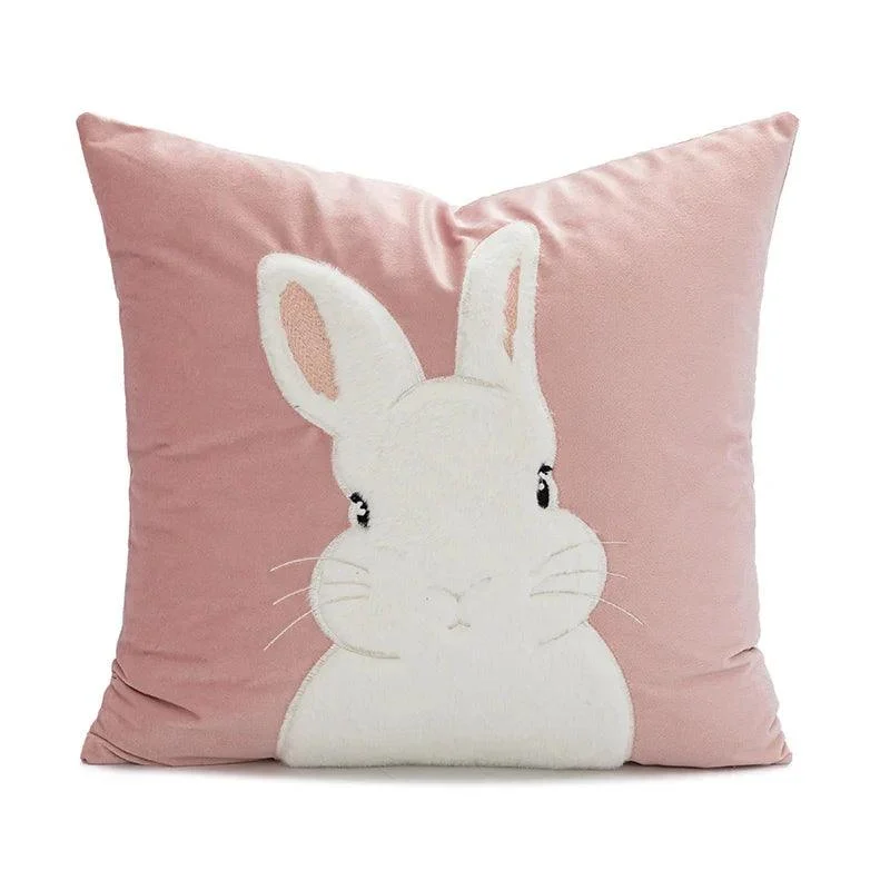Cartoon_Rabbit_Floral_Cushion_Cover_-_-4149130 Cartoon Rabbit Floral Cushion Cover -