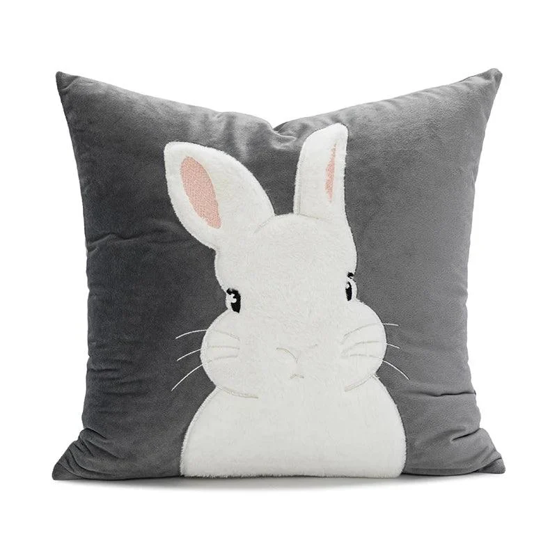 Cartoon_Rabbit_Floral_Cushion_Cover_-_-4149143 Cartoon Rabbit Floral Cushion Cover -