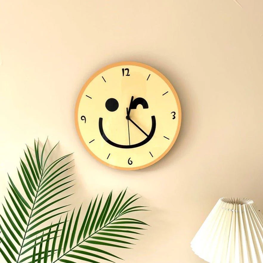 Cartoon_Yellow_Smiley_Face_Wall_Mounted_Clock_-_-_tag1_-4172610 Cartoon Yellow Smiley Face Wall Mounted Clock - - #tag1#