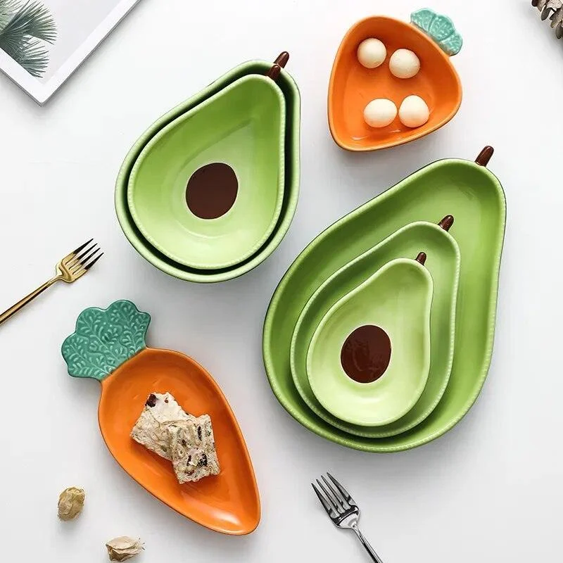 Ceramic_Avocado_Plate_Bowl_Set_-_-4151611 Ceramic Avocado Plate Bowl Set -