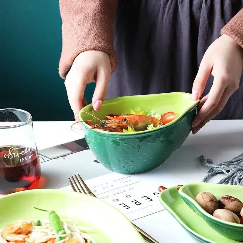 Ceramic_Avocado_Plate_Bowl_Set_-_-4151618 Ceramic Avocado Plate Bowl Set -