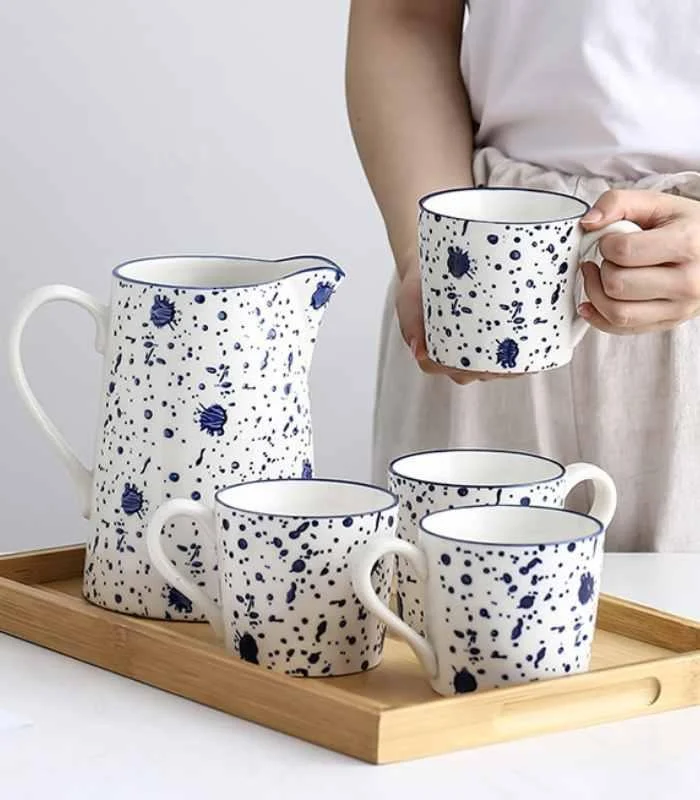 Ceramic_Cups_Jug_Ink_Hand-painted_White_Blue_-_-_tag1_-4167494 Ceramic Cups & Jug Ink Hand-painted White & Blue - - #tag1#