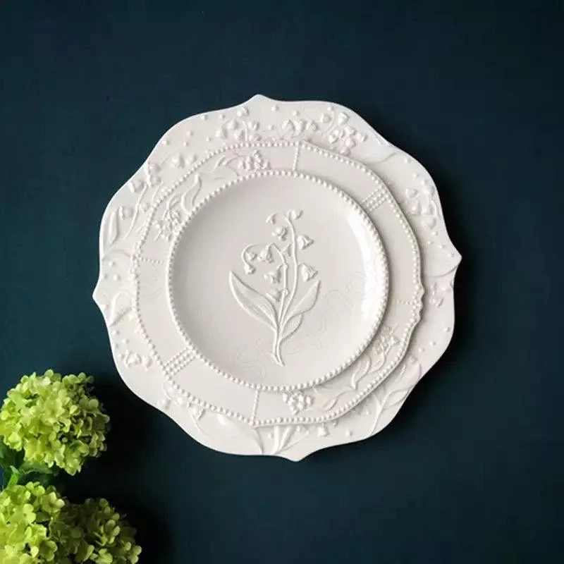 Ceramic_Plate_Lily_of_the_Valley_Embossed_Flower_Dinner_Tableware_-_-_tag1_-4168565 Ceramic Plate Lily of the Valley Embossed Flower Dinner Tableware - - #tag1#