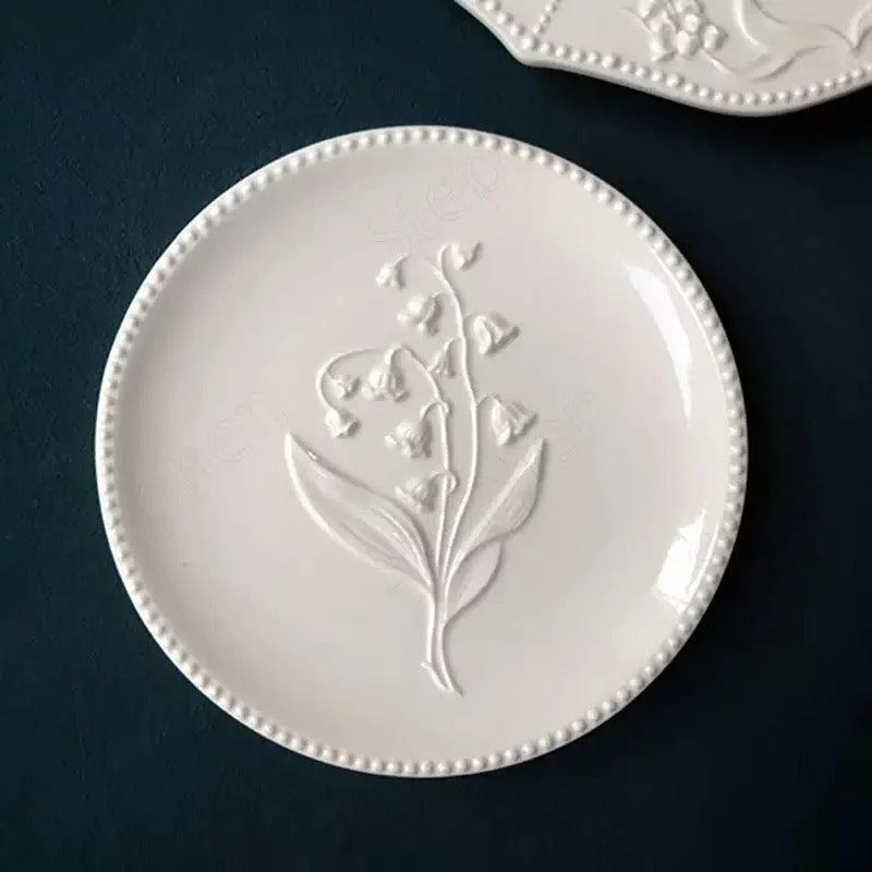 Ceramic_Plate_Lily_of_the_Valley_Embossed_Flower_Dinner_Tableware_-_-_tag1_-4168629 Ceramic Plate Lily of the Valley Embossed Flower Dinner Tableware - - #tag1#