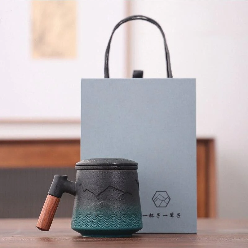 Ceramic Tea Mug with Infuser and Lid -