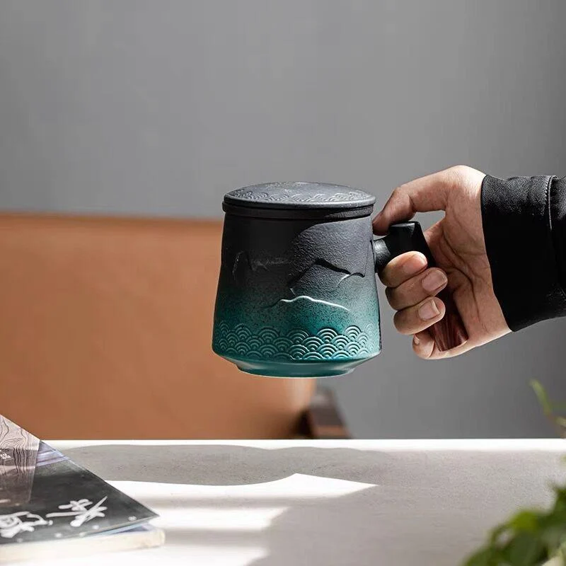 Ceramic Tea Mug with Infuser and Lid -