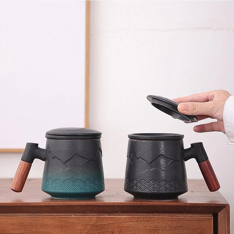 Ceramic Tea Mug with Infuser and Lid -