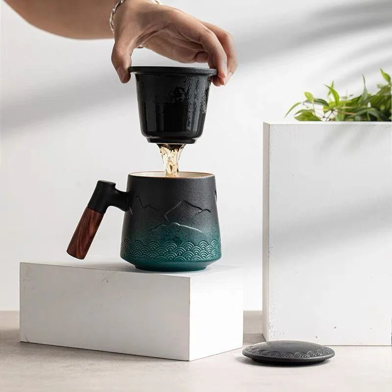 Ceramic Tea Mug with Infuser and Lid -