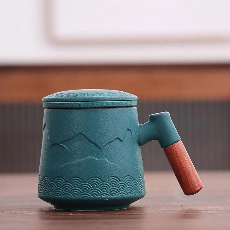 Ceramic Tea Mug with Infuser and Lid -