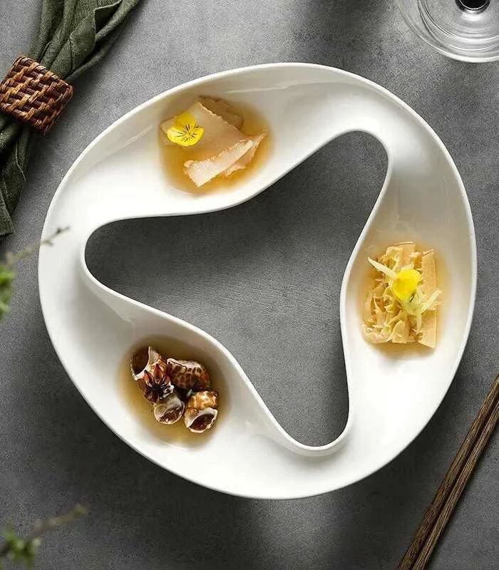 Ceramic_Triple_Snack_Bowl_White_-_-_tag1_-4170147 Ceramic Triple Snack Bowl White - - #tag1#