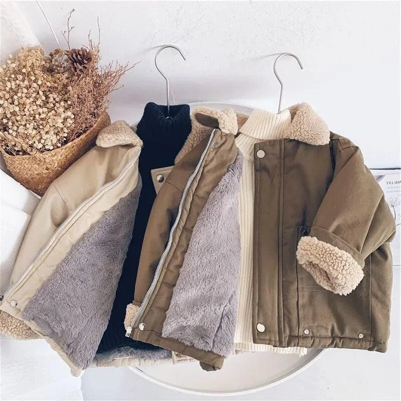 Children's Fur Lined Padded Winter Coat - - #tag1#