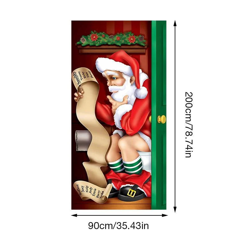 Christmas Door Banner, Santa Claus Door Cover Holiday Decoration -  - #tag1#