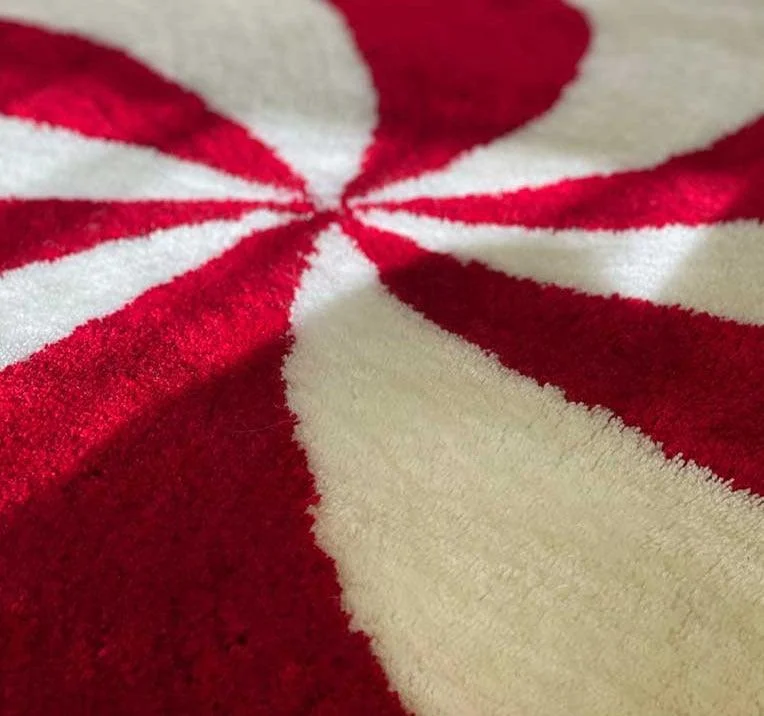 Christmas Fluffy Red Lollipop Candy Rug -