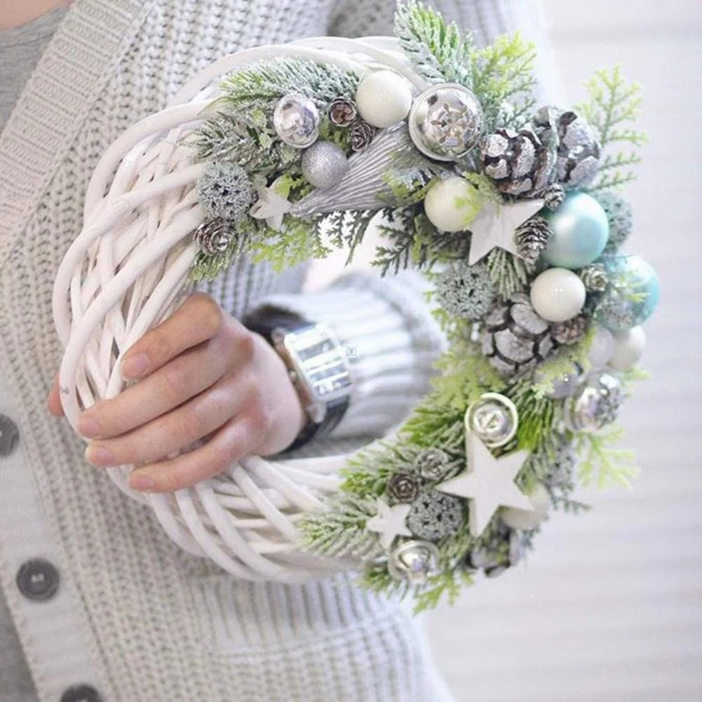 Christmas Vine Wreath Wicker Rattan Crafts Flower Arrangement Garland -  - #tag1#