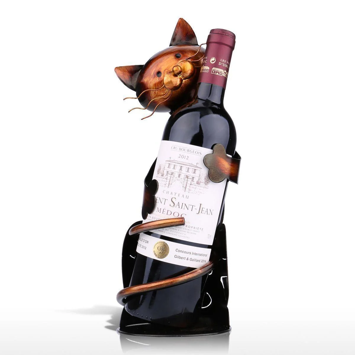 Chrome Cat Wine Holder - - #tag1#