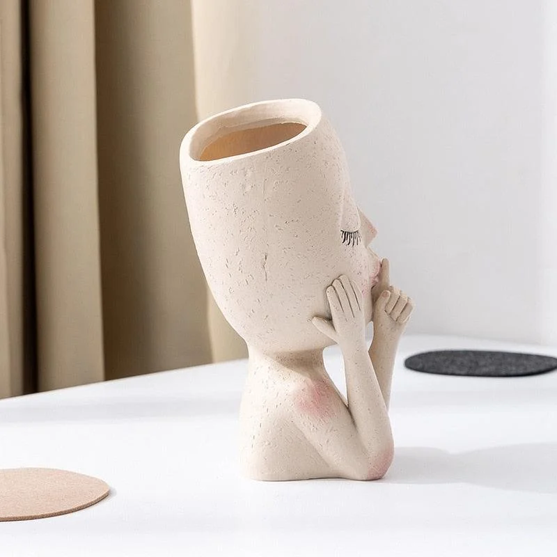 Closed_Eyes_Face_Planter_Pot_-_-4160163 Closed Eyes Face Planter Pot -