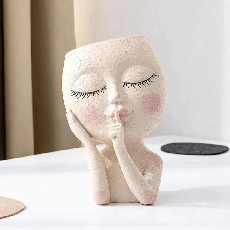 Closed_Eyes_Face_Planter_Pot_-_-4160171 Closed Eyes Face Planter Pot -