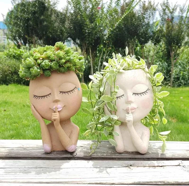 Closed_Eyes_Face_Planter_Pot_-_-4160181 Closed Eyes Face Planter Pot -