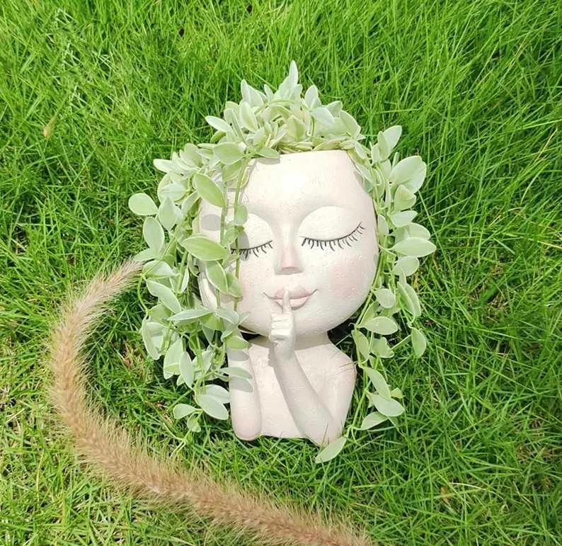 Closed_Eyes_Face_Planter_Pot_-_-4160188 Closed Eyes Face Planter Pot -