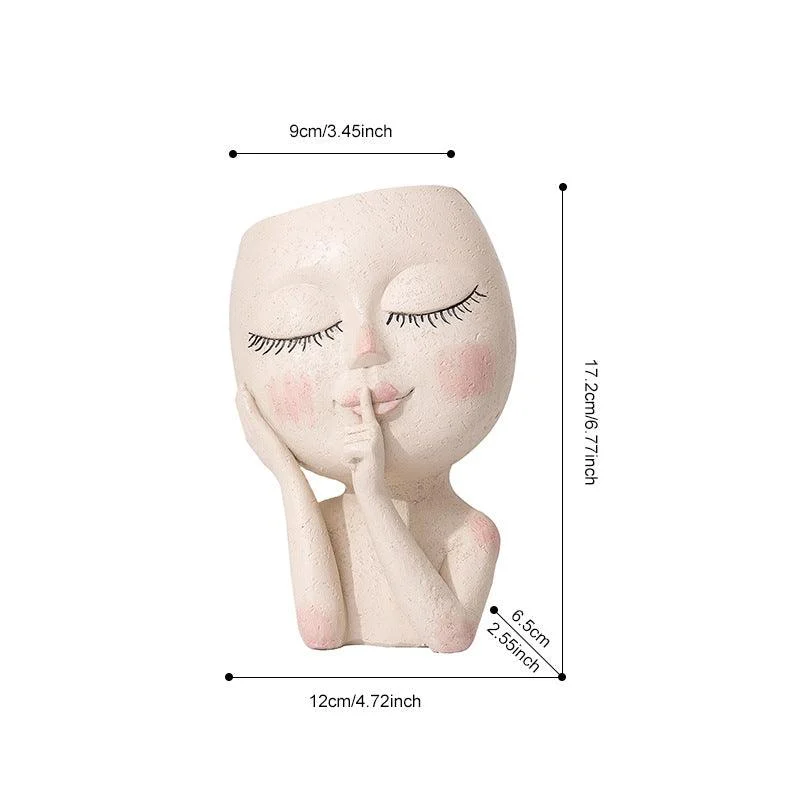 Closed_Eyes_Face_Planter_Pot_-_-4160210 Closed Eyes Face Planter Pot -