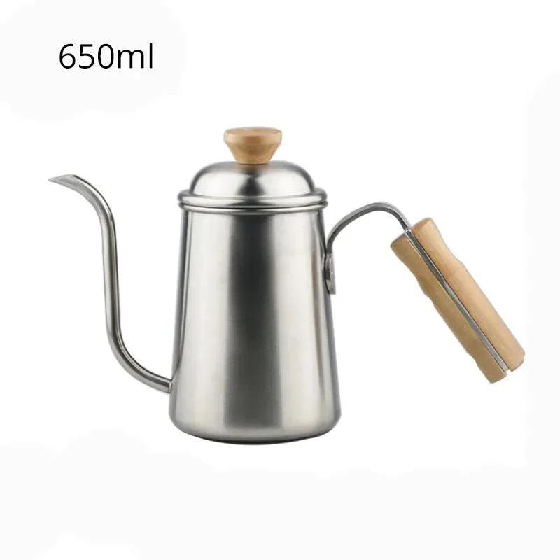 Coffee Stainless Steel Gooseneck Kettle with Wood Handle -